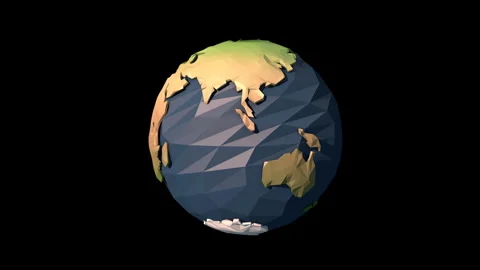 Earth Low Poly in a 3D animation Stock Footage 251616964