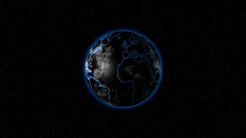 The earth with luminous continents rotates Video stock 128229495