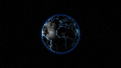 Earth with luminous continents in space Stock Footage 128228306