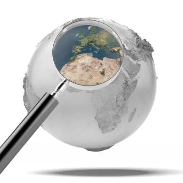Earth with magnifier Stock Illustration