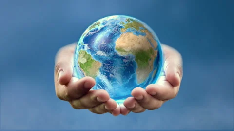 Earth in man's hands – blue background 動画素材 41968998