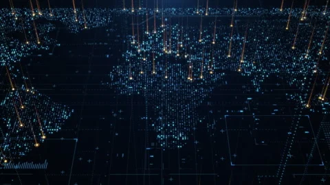 Earth map digital connection and social network. Global world communication data Stock Footage 241917510