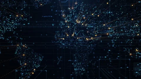 Earth map digital connection and social network. Global world communication data Stock Footage 242011249
