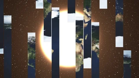 Earth map gathering from blocks sun and stars animation background - new quality Stock-Footage 82373037