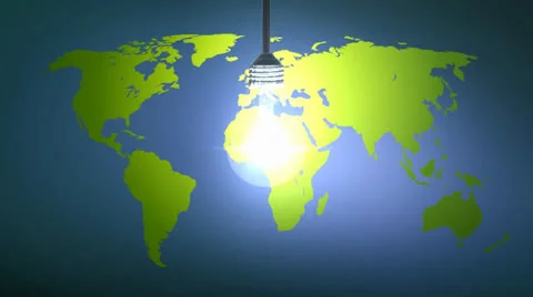 Earth Map With Light Bulb Stock Footage 24812668
