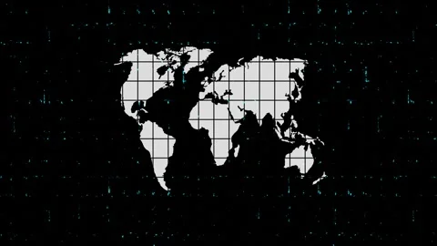 Earth map model white with blinking grid. camera movement. 3d render looped anim Stock Footage 300845077