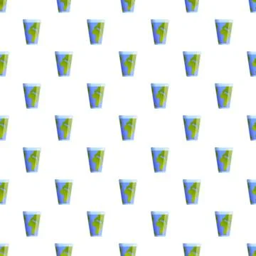 Earth map pattern filling water glasses Stock Illustration