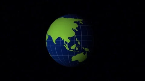 Earth Map with Rotating Lines Animation Stock Footage 321040728