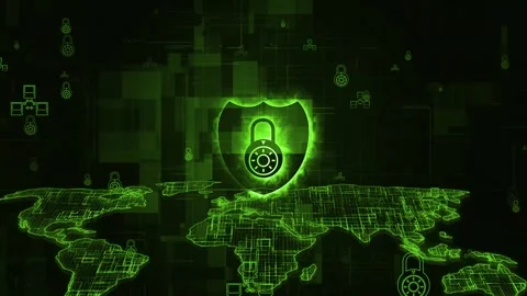 Earth map security lock technology anima... | Stock Video | Pond5