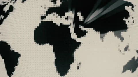 Earth map spinning with floating pixel position Stock Footage 56108064