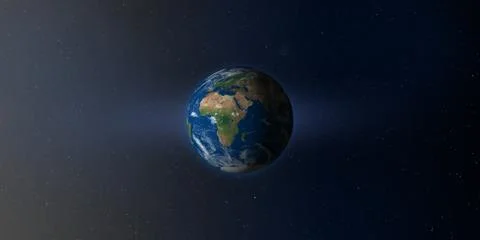 Earth Map with Surrounding Space Stock Illustration