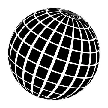 Earth map world globe sphere with white grid lines and polar view, latitude and Stock Illustration
