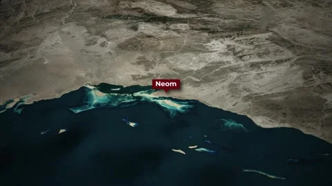 Earth Map Zoom to Neom Saudi Arabia Location on Satellite Background Stock Footage 338252057