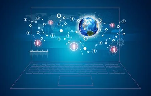Earth model on abstract blue background 스톡 일러스트