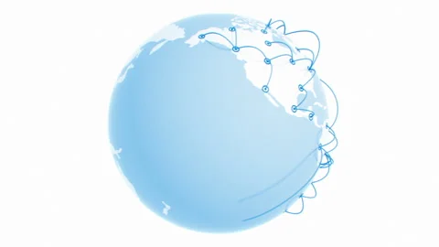 Earth Model Illustration with Global Network Growing. Lines Connecting the Dots 動画素材 303908452