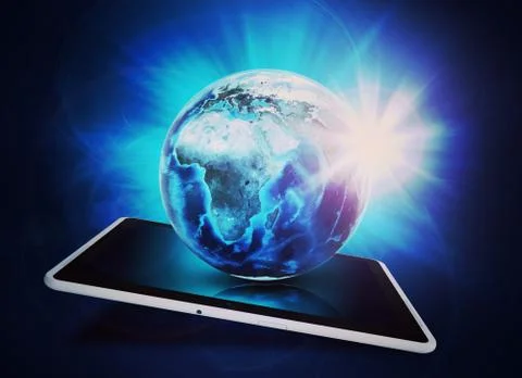 Earth model on tablet at angle Stock Illustration