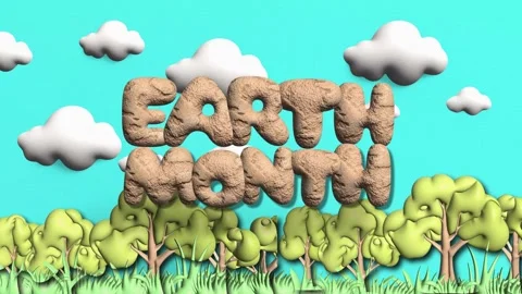 Earth Month animation 3d text greating card background Stock Footage 301703292