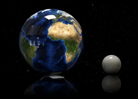 Earth, moon and star. Elements of this image furnished by NASA. Stock Illustration