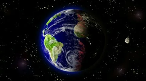 Earth with moon animation Stock Footage 10787900