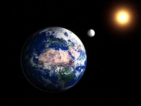 Earth with moon Stock Illustration