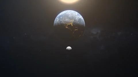 Earth Moon Sun Background Ilustração Stock