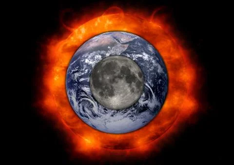 Earth Moon Sun Stock Illustration