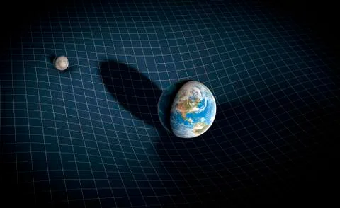 Earth-Moon System in Space-time Stock Illustration