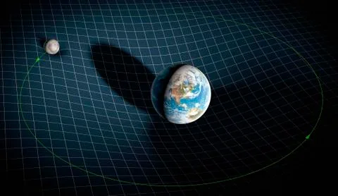 Earth-Moon System in Space-time Stock Illustration