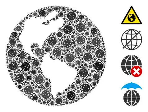 Earth Mosaic of CoronaVirus Elements 스톡 일러스트