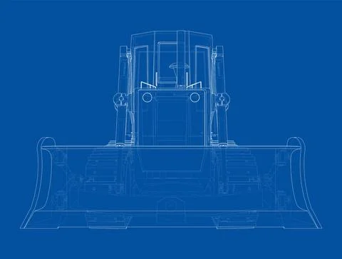 Earth mover, bulldozer. Vector rendering of 3d Stock Illustration