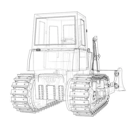 Earth mover, bulldozer. Vector rendering of 3d Stock Illustration