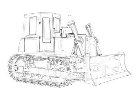 Earth mover, bulldozer. Vector rendering of 3d Stock Illustration