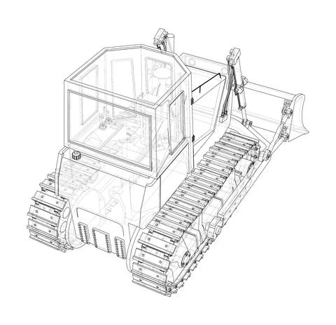 Earth mover, bulldozer. Vector rendering of 3d Stock Illustration