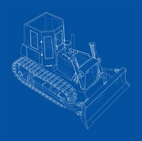 Earth mover, bulldozer. Vector rendering of 3d Stock Illustration