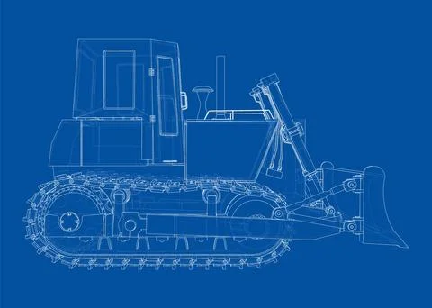 Earth mover, bulldozer. Vector rendering of 3d Stock Illustration