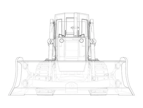 Earth mover, bulldozer. Vector rendering of 3d Stock Illustration