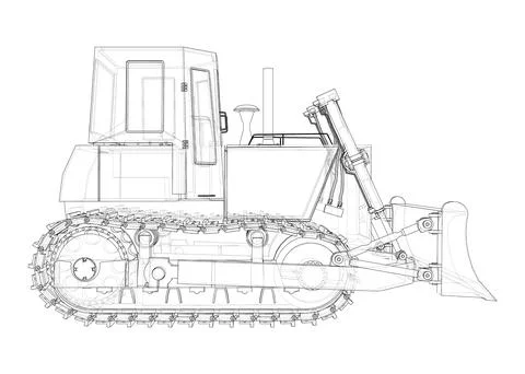 Earth mover, bulldozer. Vector rendering of 3d Stock Illustration
