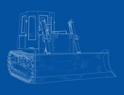Earth mover, bulldozer. Vector rendering of 3d Stock Illustration