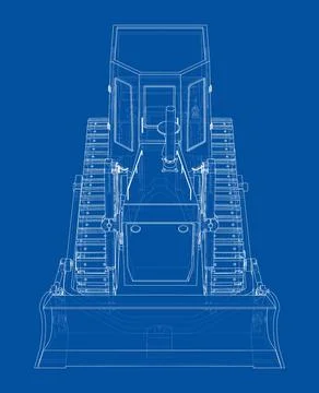 Earth mover, bulldozer. Vector rendering of 3d Stock Illustration