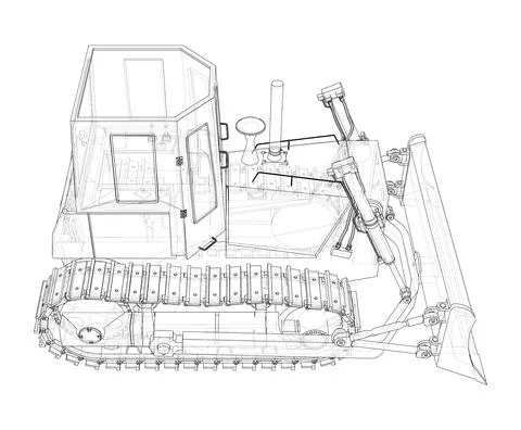 Earth mover, bulldozer. Vector rendering of 3d Stock Illustration