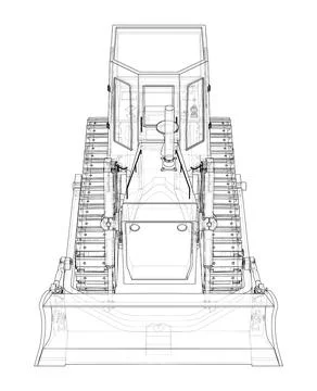 Earth mover, bulldozer. Vector rendering of 3d Stock Illustration