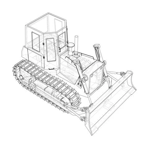 Earth mover, bulldozer. Vector rendering of 3d Stock Illustration