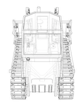 Earth mover, bulldozer. Vector rendering of 3d Stock Illustration
