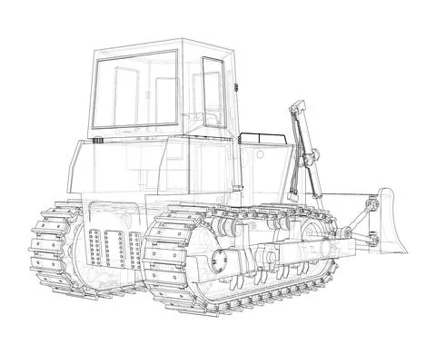 Earth mover, bulldozer. Vector rendering of 3d Stock Illustration