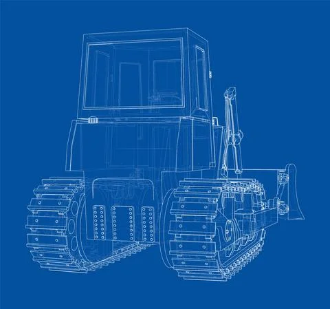 Earth mover, bulldozer. Vector rendering of 3d Stock Illustration