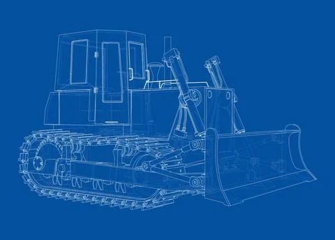Earth mover, bulldozer. Vector rendering of 3d Stock Illustration