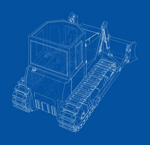 Earth mover, bulldozer. Vector rendering of 3d Stock Illustration
