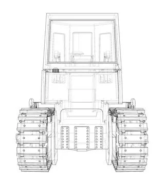 Earth mover, bulldozer. Vector rendering of 3d Stock Illustration