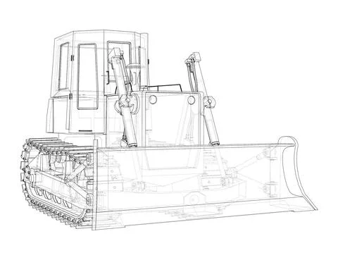Earth mover, bulldozer. Vector rendering of 3d Stock Illustration