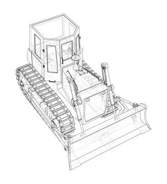Earth mover, bulldozer. Vector rendering of 3d Stock Illustration